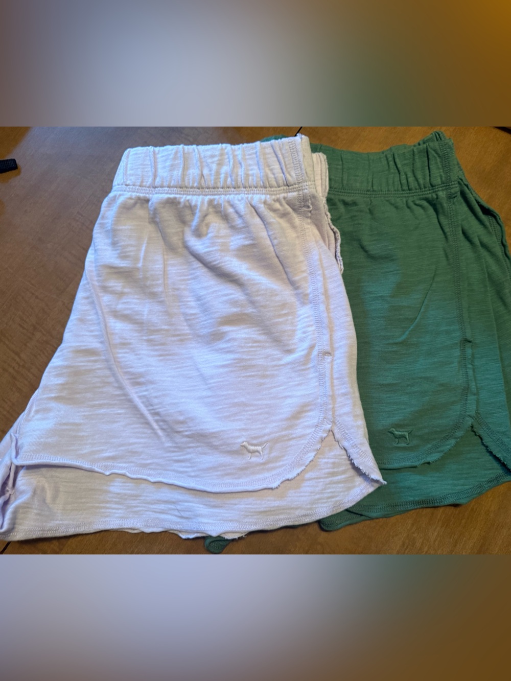 Lot of 2 PINK Victoria’s Secret XL shorts 100% cotton lavender and green EUC